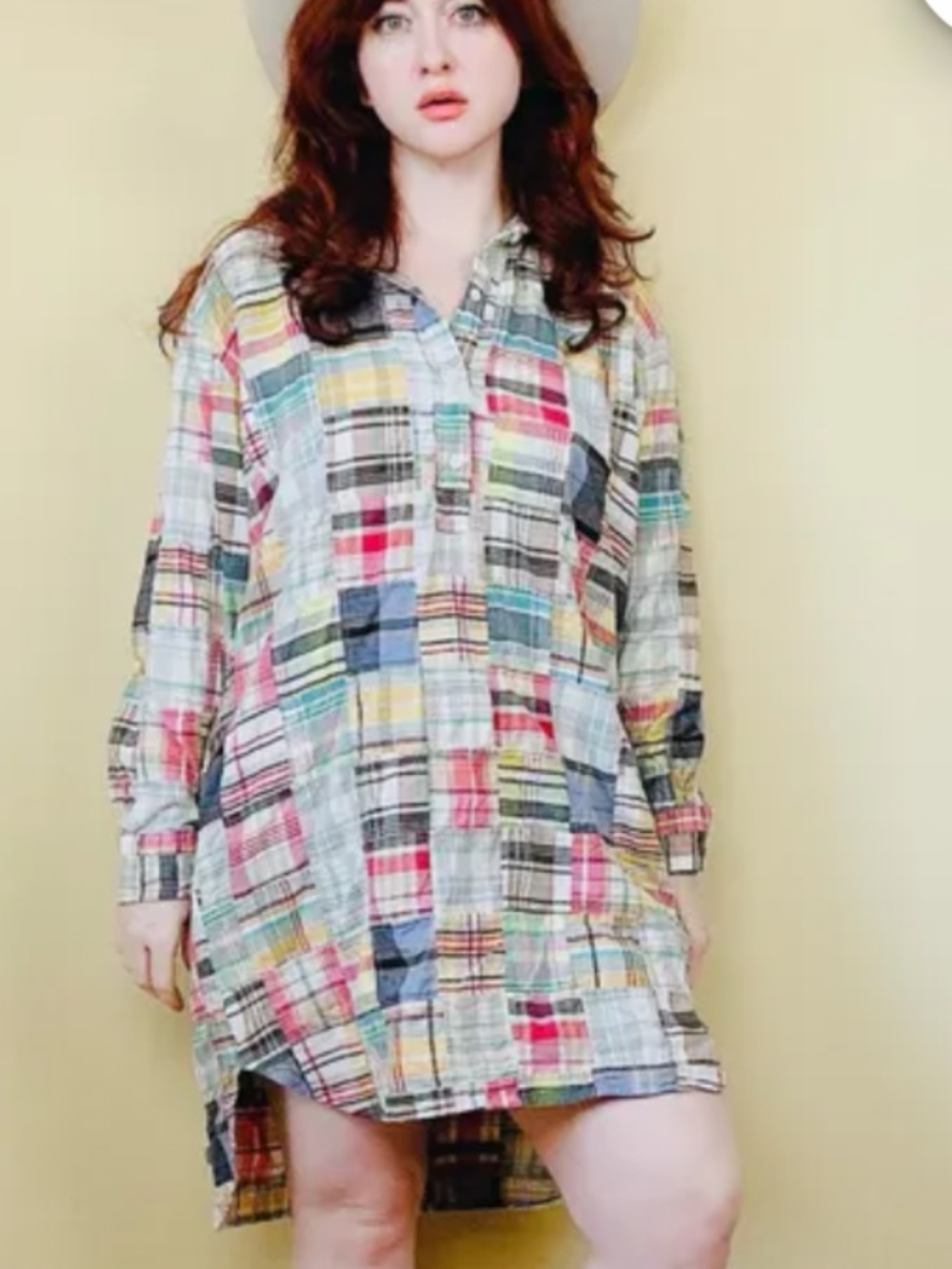 Polo by Ralph Lauren Multicolor Patchwork Indian Madras Plaid Cotton Shirtdress